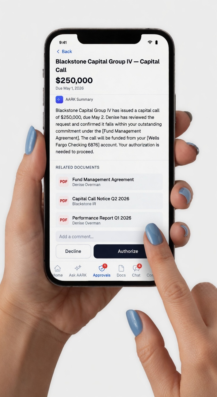 iPaladin mobile app showing a capital call authorization