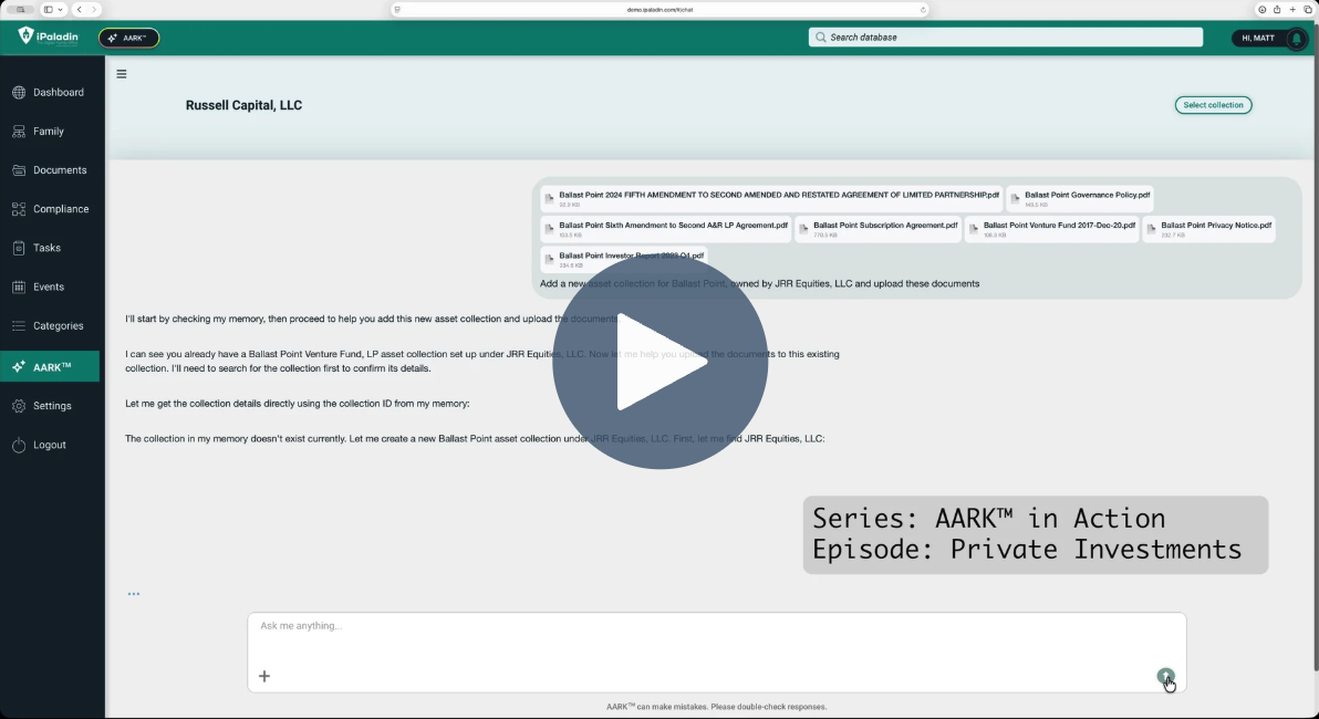 Governing a Private Investment with iPaladin's AARK™