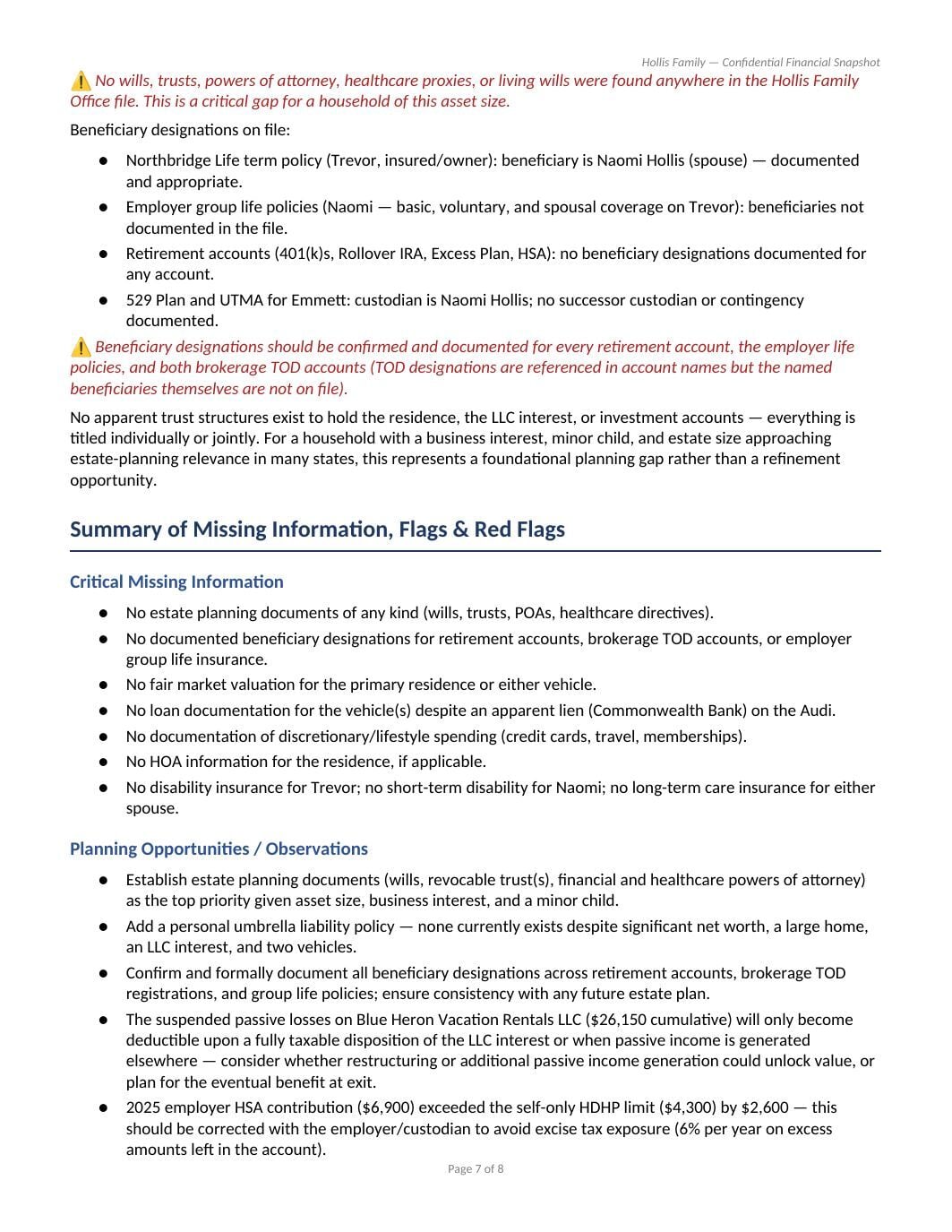 Family Financial Snapshot, page 7