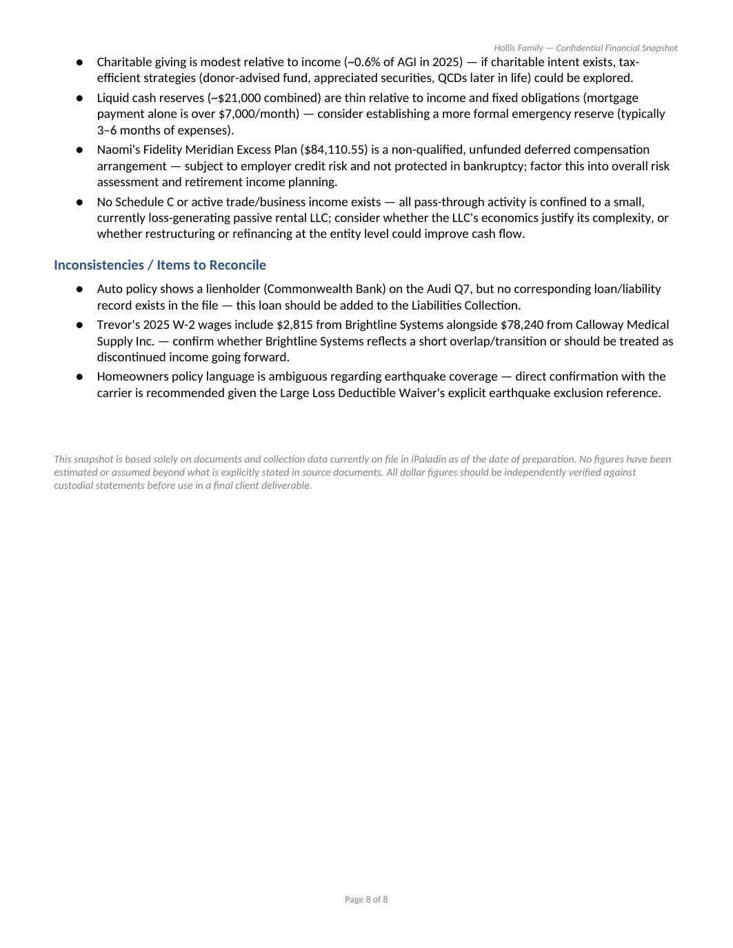 Family Financial Snapshot, page 8