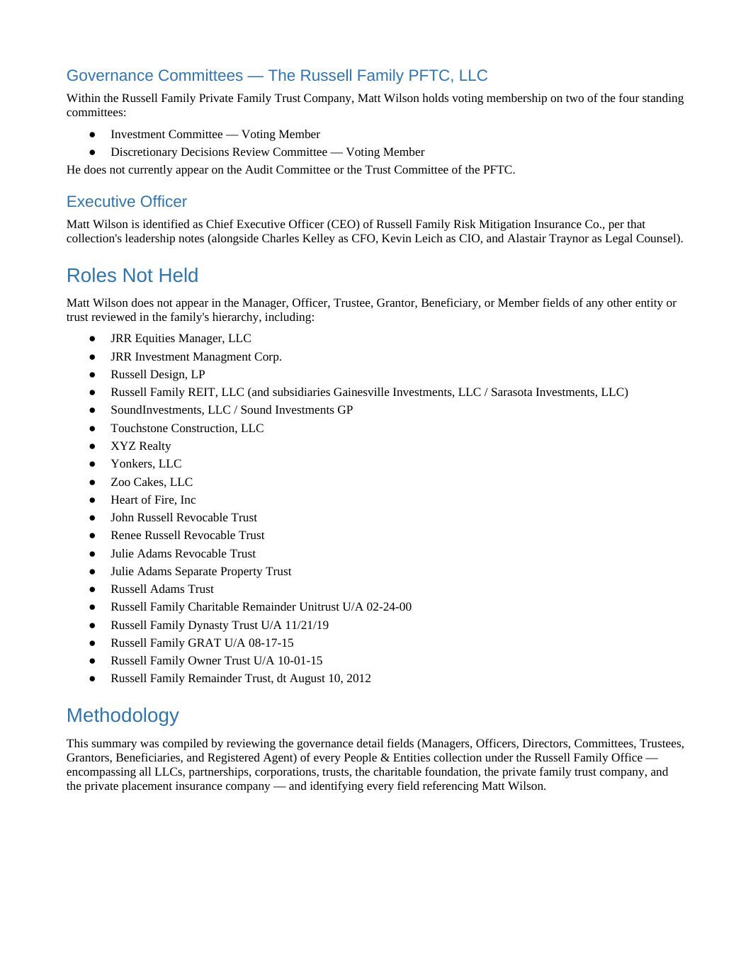 Governance Role Summary, page 2